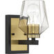 Avante Grand 1 Light 5 inch Flat Black and Satin Brass Wall Sconce Wall Light