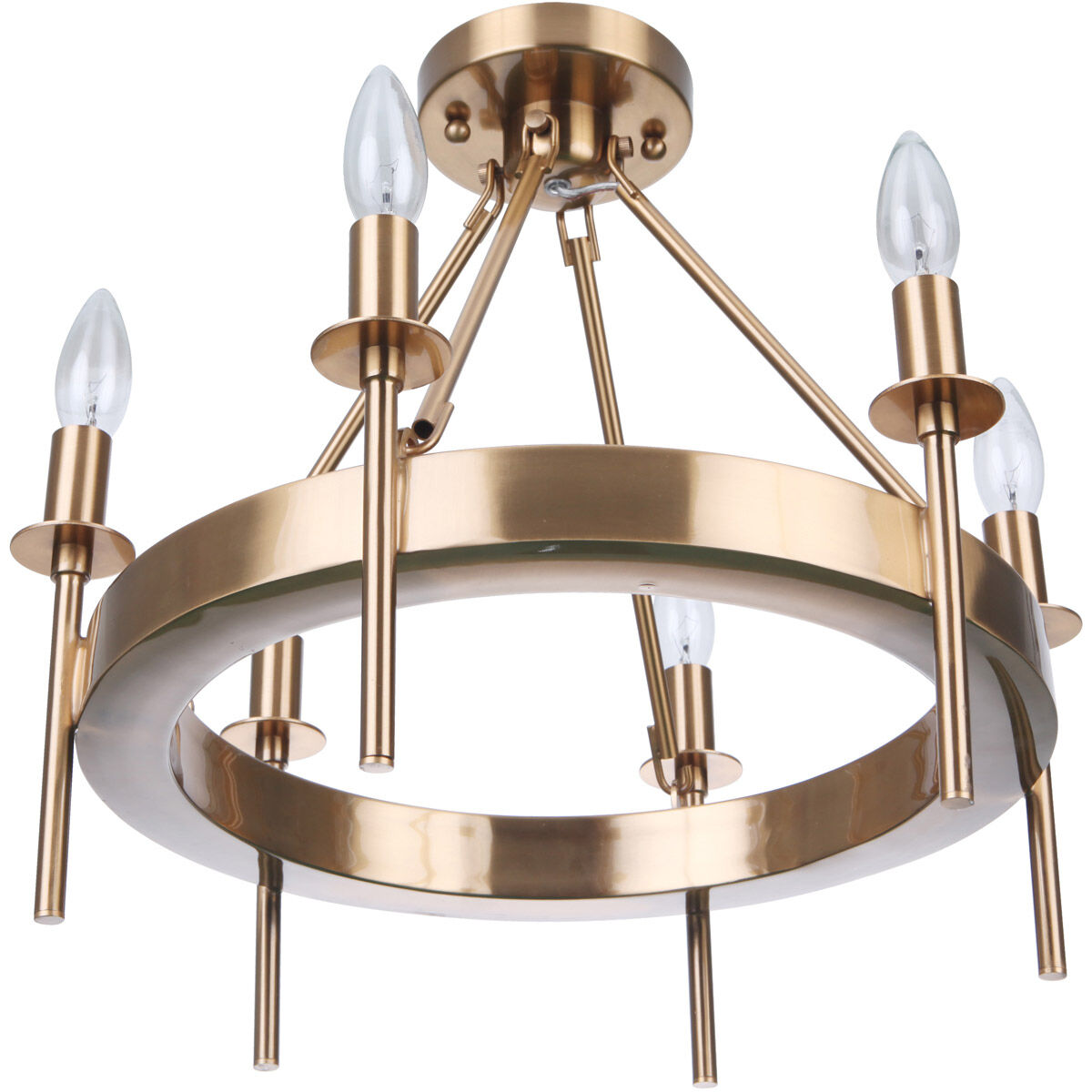 Larrson 6 Light 18 inch Satin Brass Semi Flush Ceiling Light
