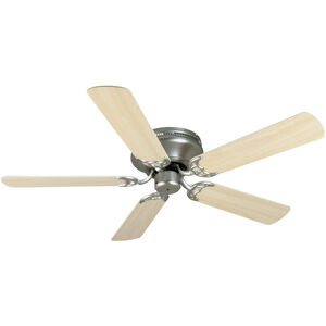 Pro Contemporary Flushmount 52 inch Brushed Satin Nickel with Maple Blades Ceiling Fan Kit in Light Kit Sold Separately, Plus Maple