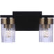 Bond Street 2 Light 11 inch Flat Black/Satin Brass Vanity Light Wall Light