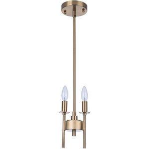 Larrson 2 Light 5.63 inch Satin Brass Mini Pendant Ceiling Light