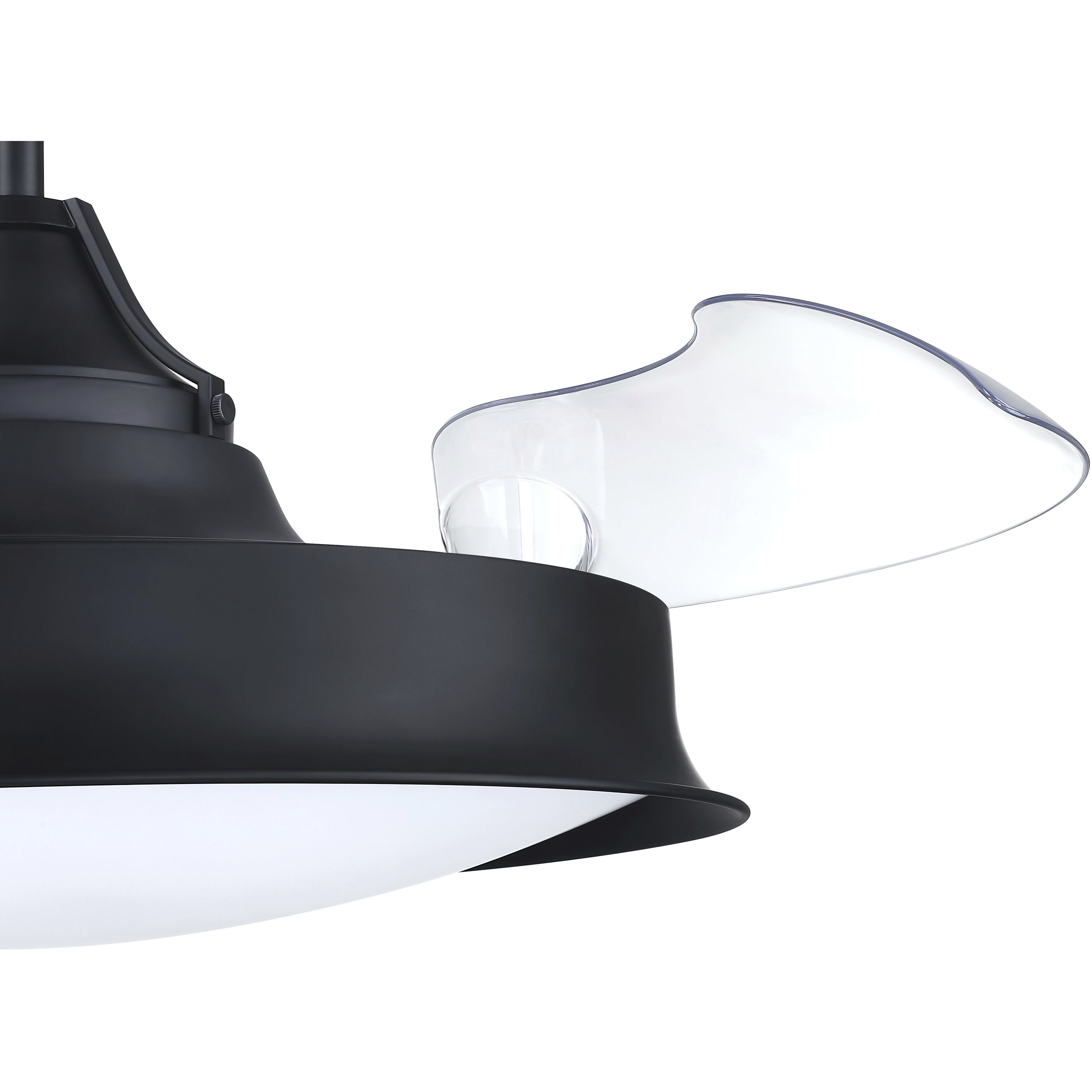 Union 42 inch Flat Black with Clear Acrylic Blades Fan, Hidden Blades