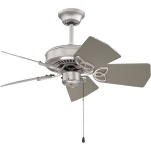 Piccolo 30 inch Brushed Satin Nickel Indoor/Outdoor Ceiling Fan in Brushed Nickel, Light Kit Sold Separately 