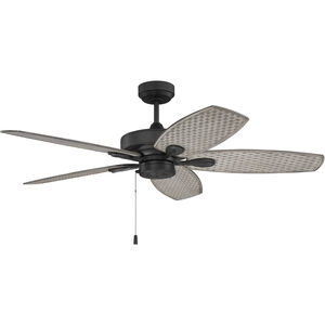 Retreat 52 inch Flat Black with Woven Driftwood Blades Indoor/Outdoor Ceiling Fan