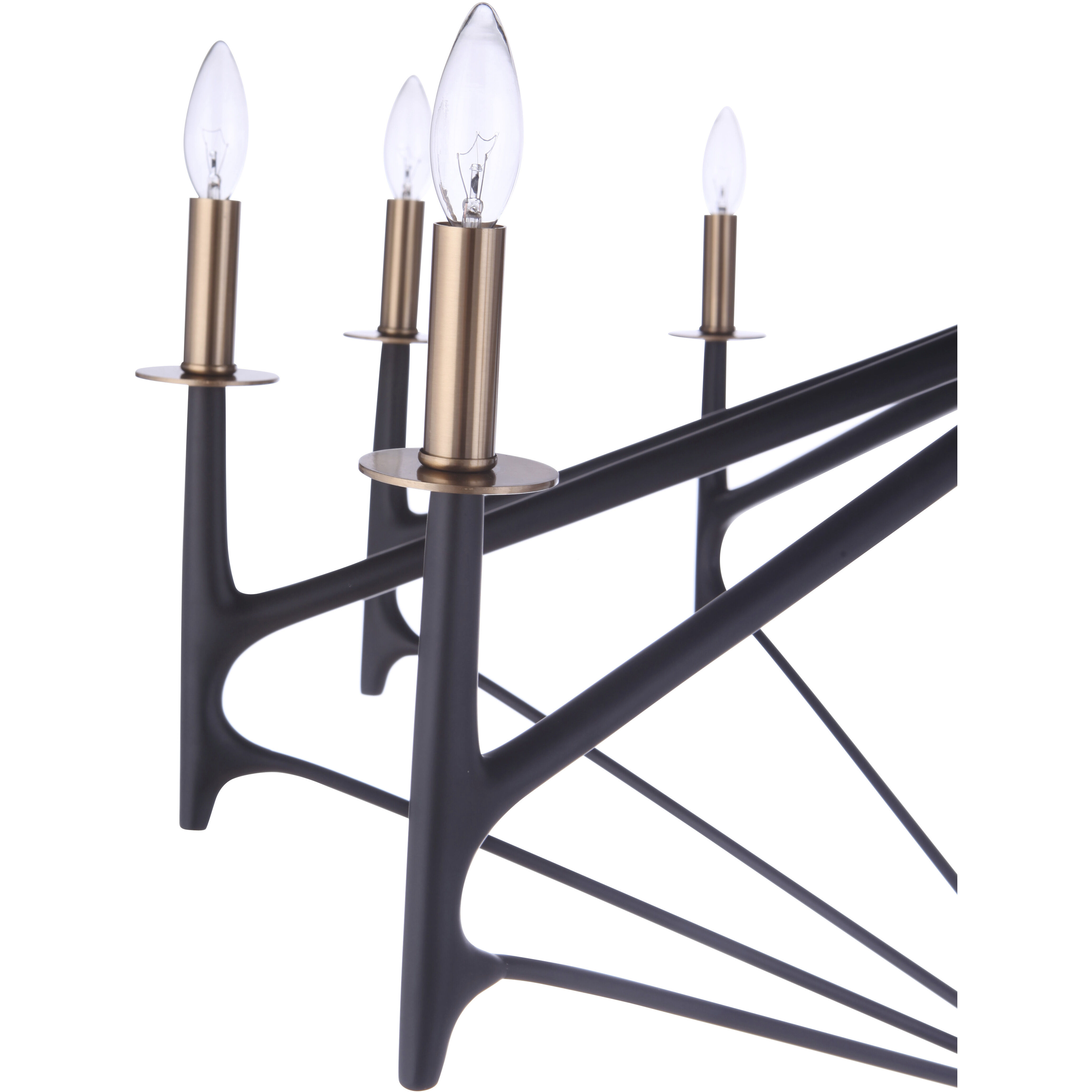 The Reserve 10 Light 42.5 inch Flat Black/Satin Brass Chandelier Ceiling Light in Flat Black and Satin Brass