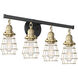 Neighborhood Thatcher 4 Light 26 inch Flat Black/Satin Brass Vanity Light Wall Light in Flat Black and Satin Brass, Neighborhood Collection