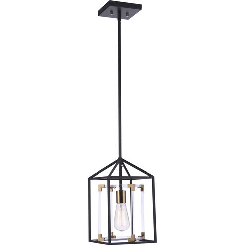 Aaron 1 Light 8 inch Flat Black and Satin Brass Pendant Ceiling Light