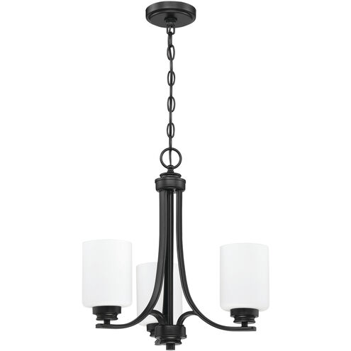 Neighborhood Bolden 3 Light 18 inch Flat Black Chandelier Ceiling Light in White Frost Glass, Neighborhood Collection
