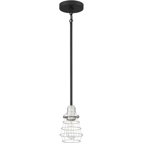 Neighborhood Thatcher 1 Light 5 inch Flat Black/Brushed Polished Nickel Mini Pendant Ceiling Light, Neighborhood Collection