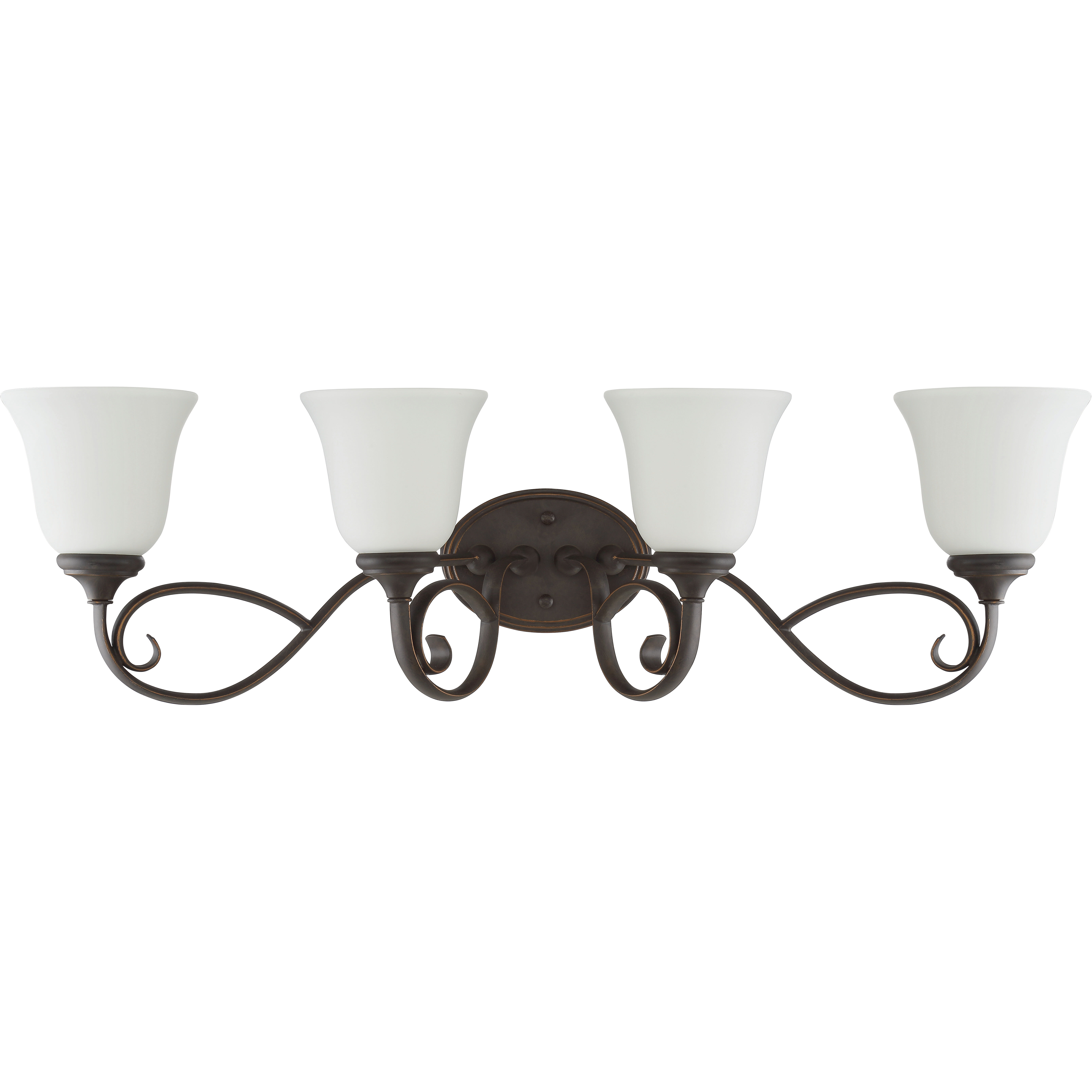 Barrett Place 4 Light 33 inch Mocha Bronze Vanity Light Wall Light in White Frosted Glass