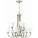 Neighborhood Grace 9 Light 32 inch Brushed Polished Nickel Chandelier Ceiling Light in White Frosted Glass, Jeremiah