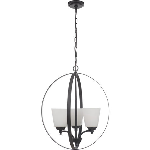 Neighborhood Tyler 3 Light 21 inch Flat Black Foyer Light Ceiling Light in White Frost Glass, Neighborhood Collection