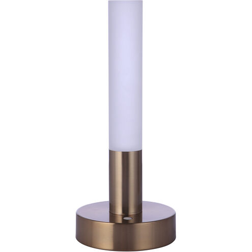 Rechargable Portable 11 inch 5 watt Satin Brass Table Lamp Portable Light, Cylinder