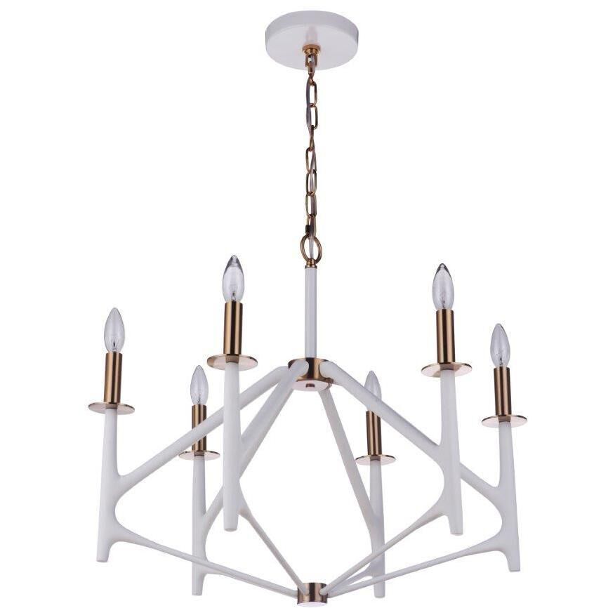 The Reserve LED 26.63 inch Matte White/Satin Brass Chandelier Ceiling Light