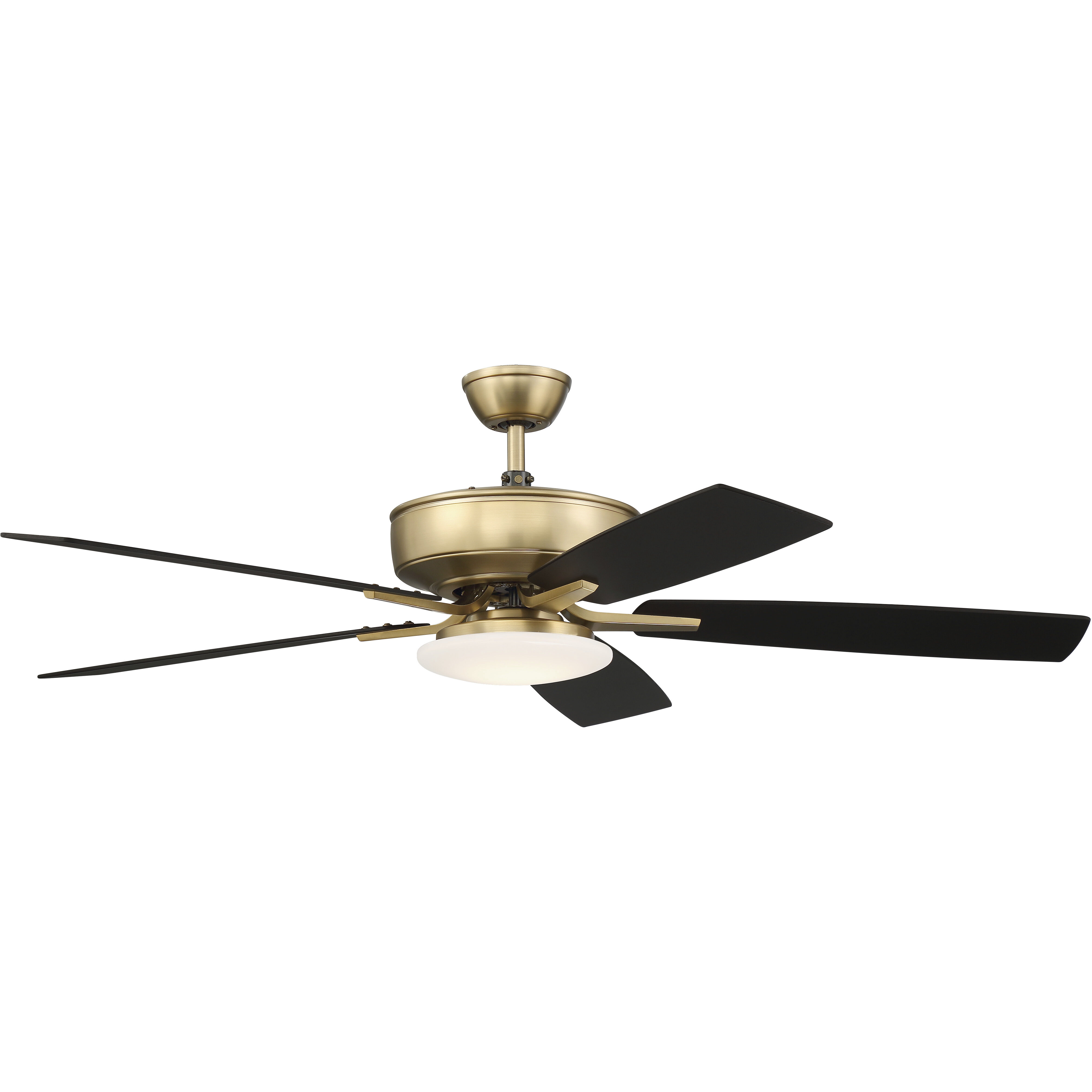Pro Plus 112 52 inch Satin Brass with Black Walnut/Flat Black Blades Contractor Ceiling Fan, Slim