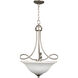 Cordova 3 Light 21 inch Satin Nickel Pendant Ceiling Light in White Glass, Jeremiah