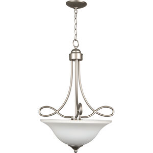 Cordova 3 Light 21 inch Satin Nickel Pendant Ceiling Light in White Glass, Jeremiah
