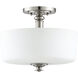 Neighborhood Dardyn 3 Light 13 inch Brushed Polished Nickel Convertible Semi Flush Ceiling Light in White Frosted Glass, Convertible to Pendant