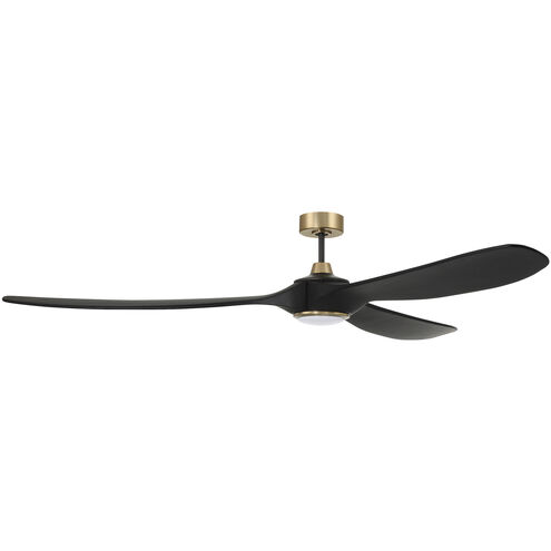 Envy 72 inch Flat Black/Satin Brass with Envy Flat Black Blades Ceiling Fan in Flat Black and Satin Brass, Blades Included