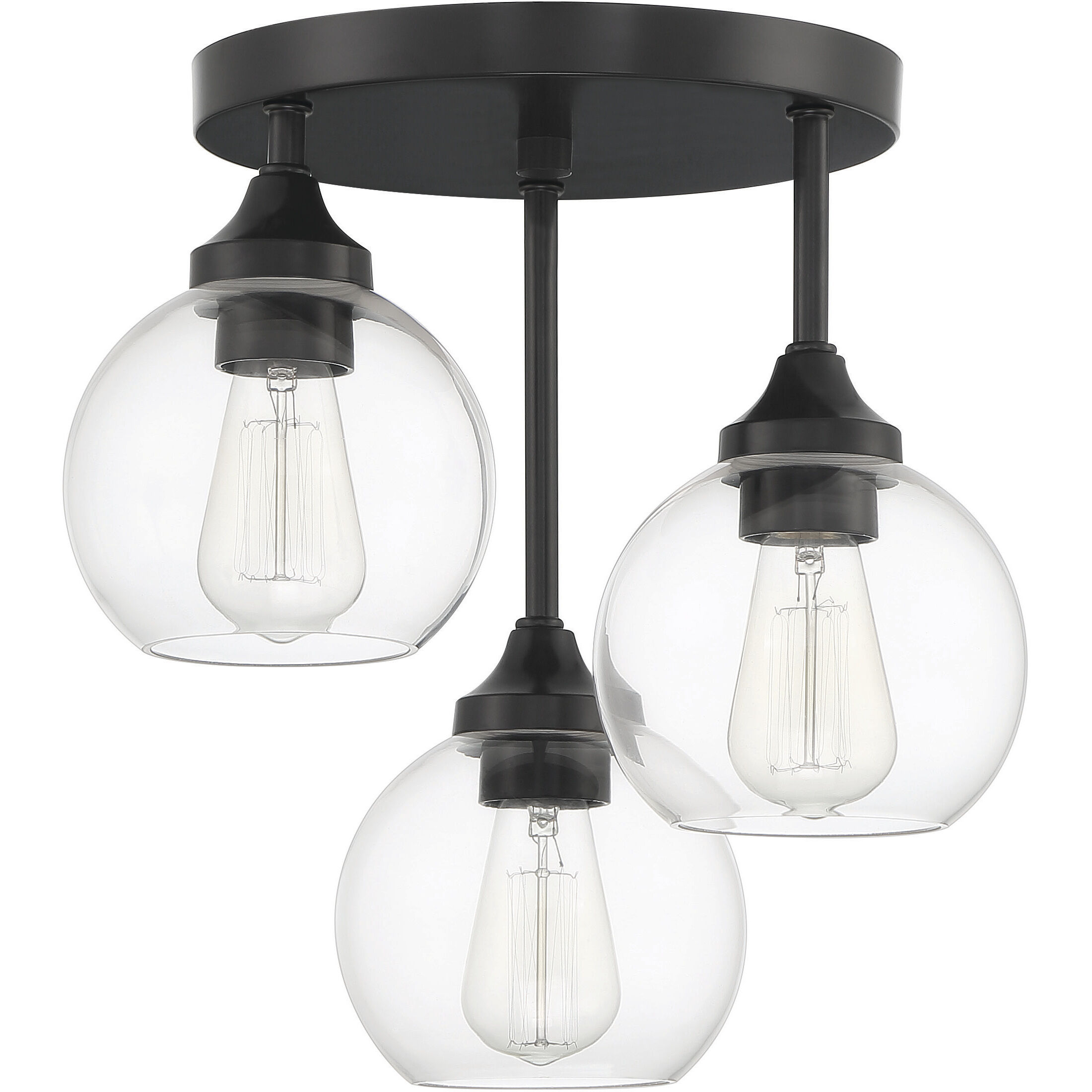 Glenda LED 14 inch Flat Black Semi Flush Ceiling Light