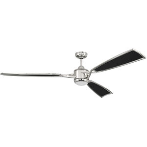 Viva 72 inch Polished Nickel with Flat Black Fabric Texture Blades Ceiling Fan