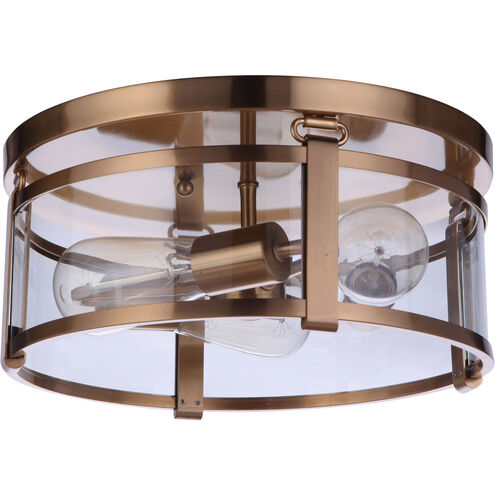 Elliot 3 Light 13 inch Satin Brass Flushmount Ceiling Light