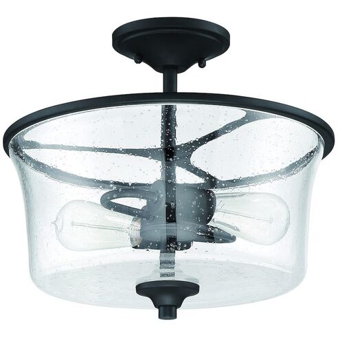 Neighborhood Gwyneth 2 Light 13 inch Flat Black Convertible Semi Flush Ceiling Light in Clear Seeded, Neighborhood Collection