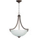 Almeda 3 Light 20 inch Old Bronze Pendant Ceiling Light in Creamy Frosted Glass