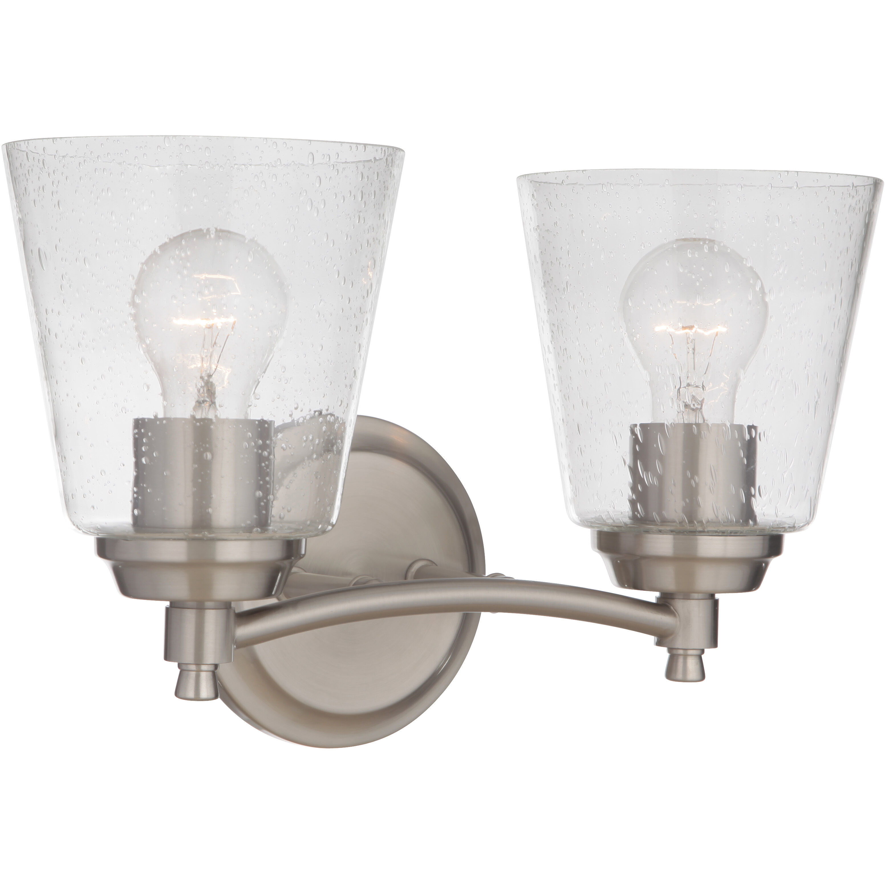 Neighborhood Tyler 2 Light 14 inch Brushed Polished Nickel Vanity Light Wall Light in Clear Seeded, Neighborhood Collection