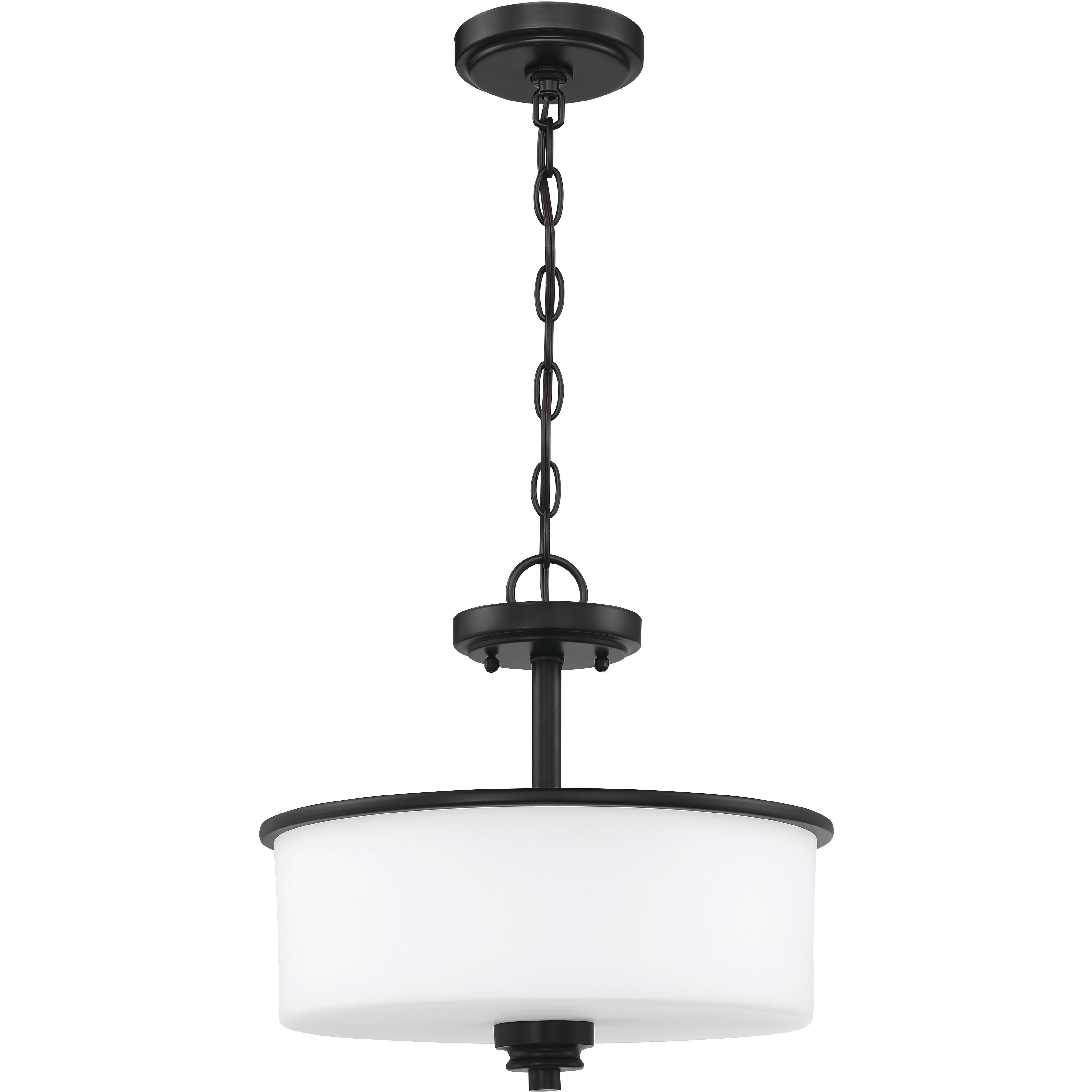 Neighborhood Bolden 2 Light 13 inch Flat Black Convertible Semi Flush Ceiling Light in White Frost Glass, Neighborhood Collection