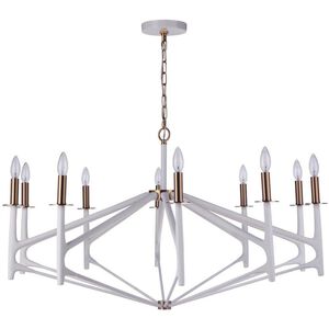 The Reserve LED 42.5 inch Matte White/Satin Brass Chandelier Ceiling Light