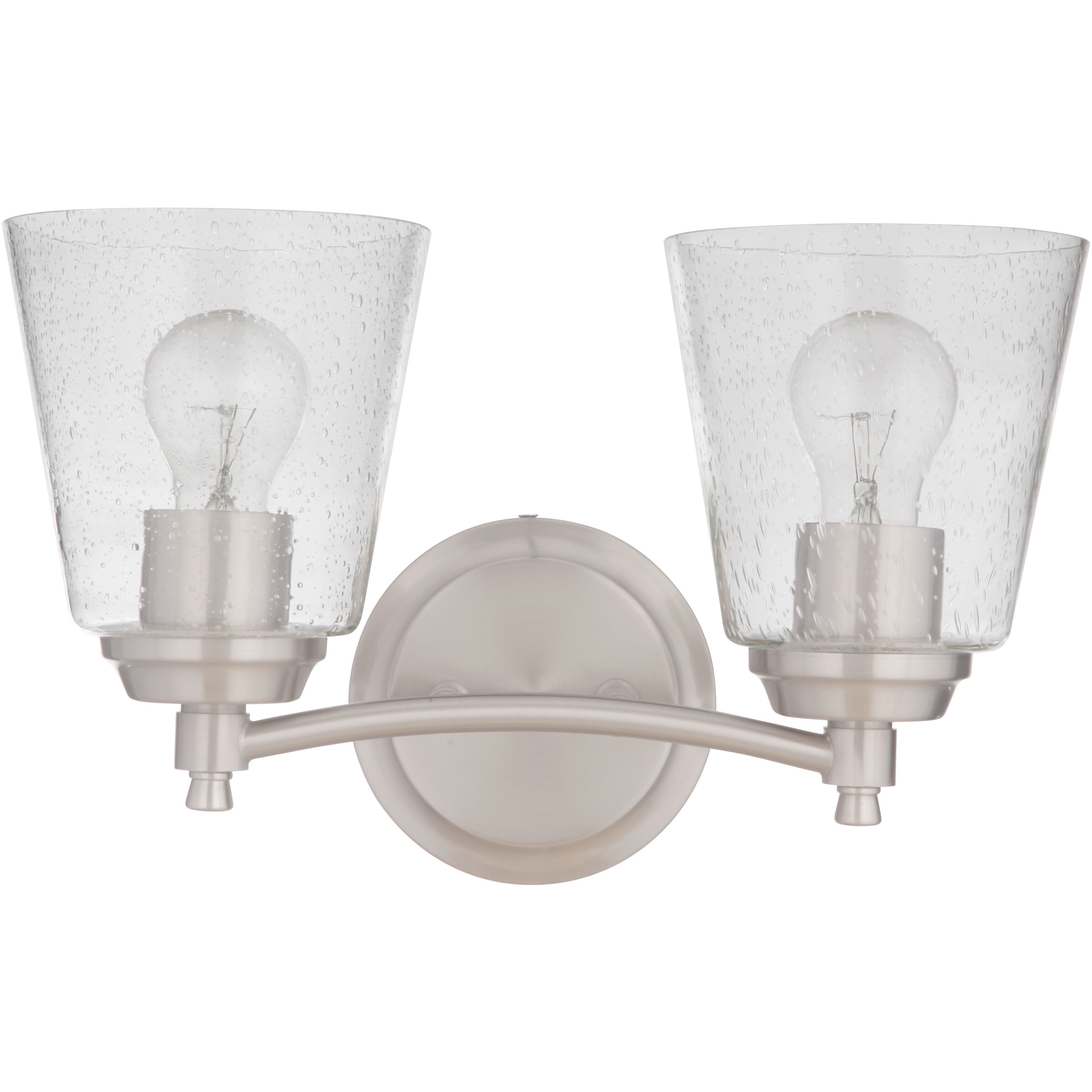 Neighborhood Tyler 2 Light 14 inch Brushed Polished Nickel Vanity Light Wall Light in Clear Seeded, Neighborhood Collection
