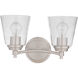 Neighborhood Tyler 2 Light 14 inch Brushed Polished Nickel Vanity Light Wall Light in Clear Seeded, Neighborhood Collection