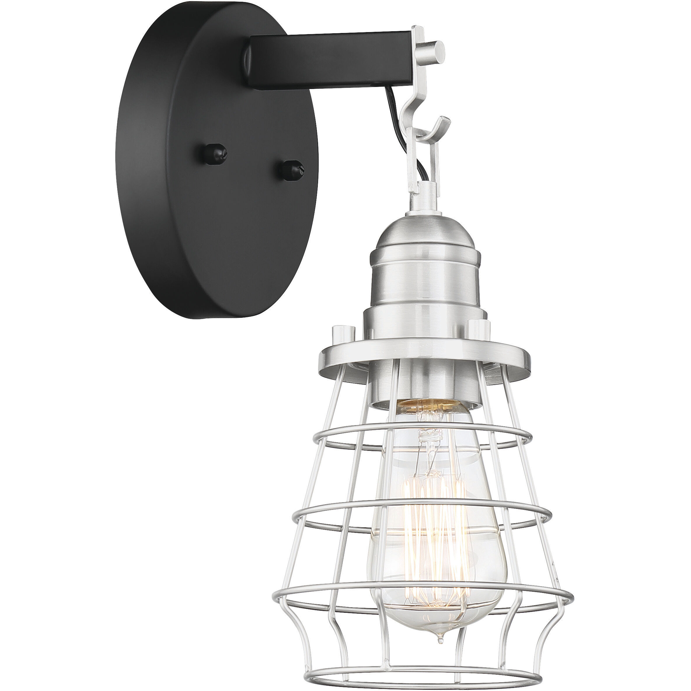 Neighborhood Thatcher 1 Light 6 inch Flat Black/Brushed Polished Nickel Wall Sconce Wall Light, Neighborhood Collection