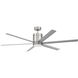 Tate 65 inch Brushed Polished Nickel with Brushed Nickel Blades Ceiling Fan
