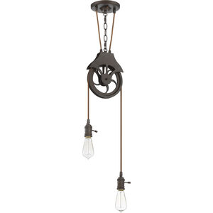 Design-a-fixture Aged Bronze Brushed Pulley Pendant Hardware, Shades Not Included 