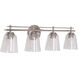 Drake 4 Light 33 inch Brushed Polished Nickel Vanity Light Wall Light