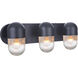 Pill 3 Light 22.5 inch Flat Black Vanity Light Wall Light