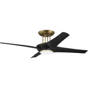 Cam 54 inch Flat Black/Satin Brass with Flat Black Blades Ceiling Fan (Blades Included) in Flat Black and Satin Brass
