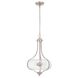 Neighborhood Serene 2 Light 15 inch Brushed Polished Nickel Pendant Ceiling Light in Clear Seeded, Neighborhood Collection