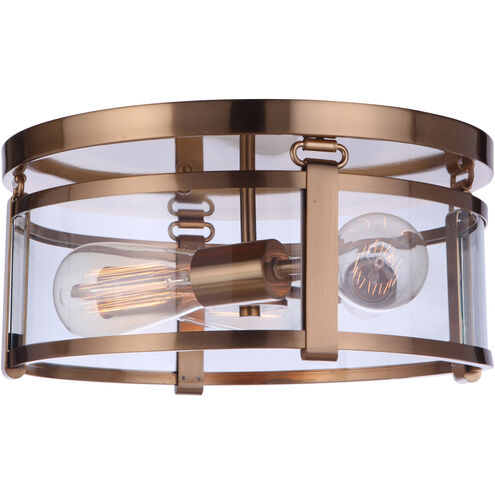 Elliot 3 Light 13 inch Satin Brass Flushmount Ceiling Light