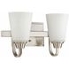 Neighborhood Grace 2 Light 14 inch Brushed Polished Nickel Vanity Light Wall Light in White Frosted Glass, Jeremiah