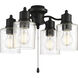 Universal LED LED Filament Flat Black Fan Light Kit in Clear Seeded
