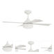 Theo 42 inch White with White/White Blades Ceiling Fan