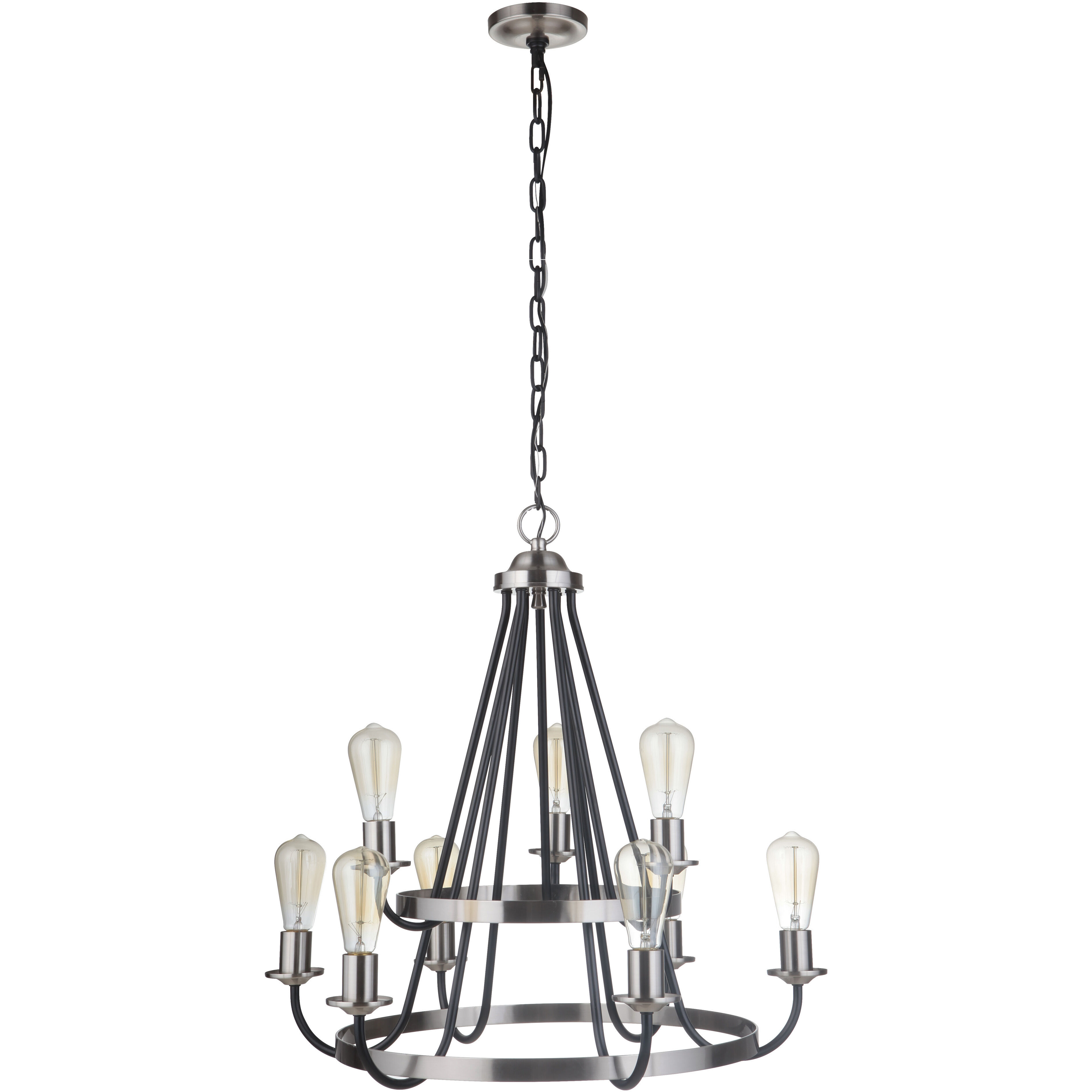 Neighborhood Randolph 9 Light 26 inch Flat Black/Brushed Polished Nickel  Chandelier Ceiling Light, Neighborhood Collection