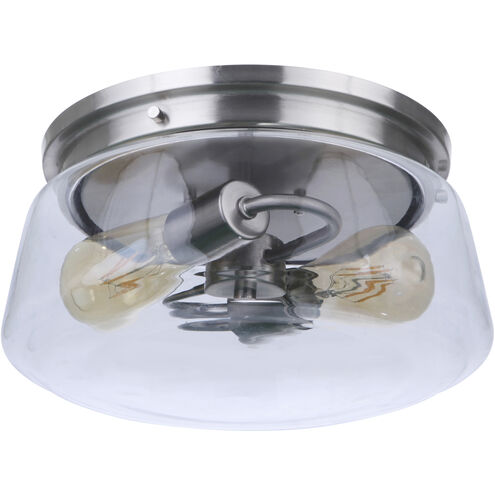 Laclede 2 Light 12 inch Satin Aluminum Outdoor Flushmount