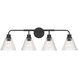 Pleated 4 Light 34 inch Flat Black Vanity Light Wall Light