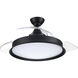 Union 42 inch Flat Black with Clear Acrylic Blades Fan, Hidden Blades