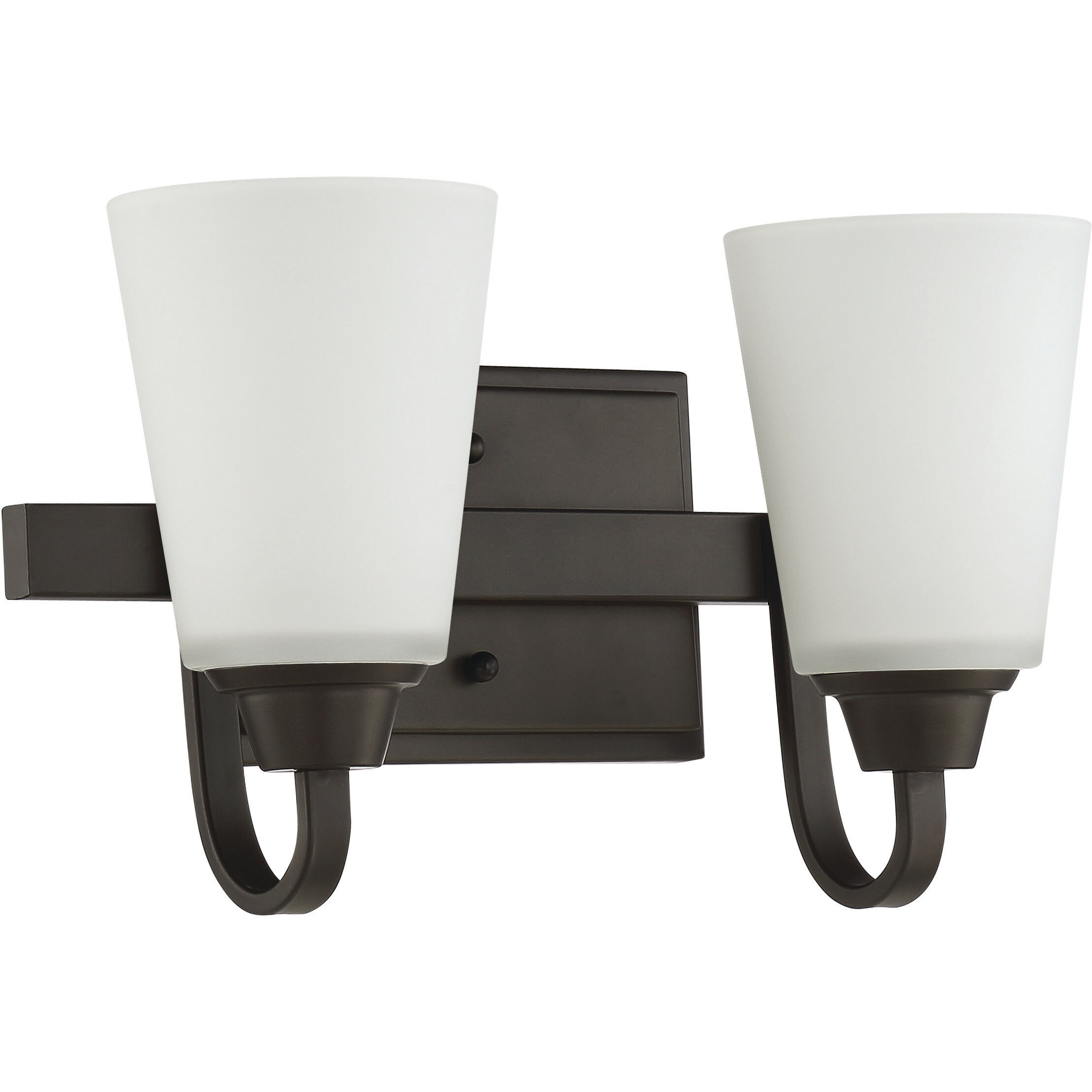Neighborhood Grace 2 Light 14 inch Espresso Vanity Light Wall Light in White Frosted Glass, Jeremiah
