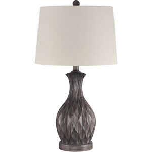 Carved 27 inch 100.00 watt Painted Brown Table Lamp Portable Light